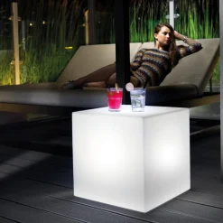 Tavolino da Esterno Luminoso in Polietilene perla Made in Italy - Derti