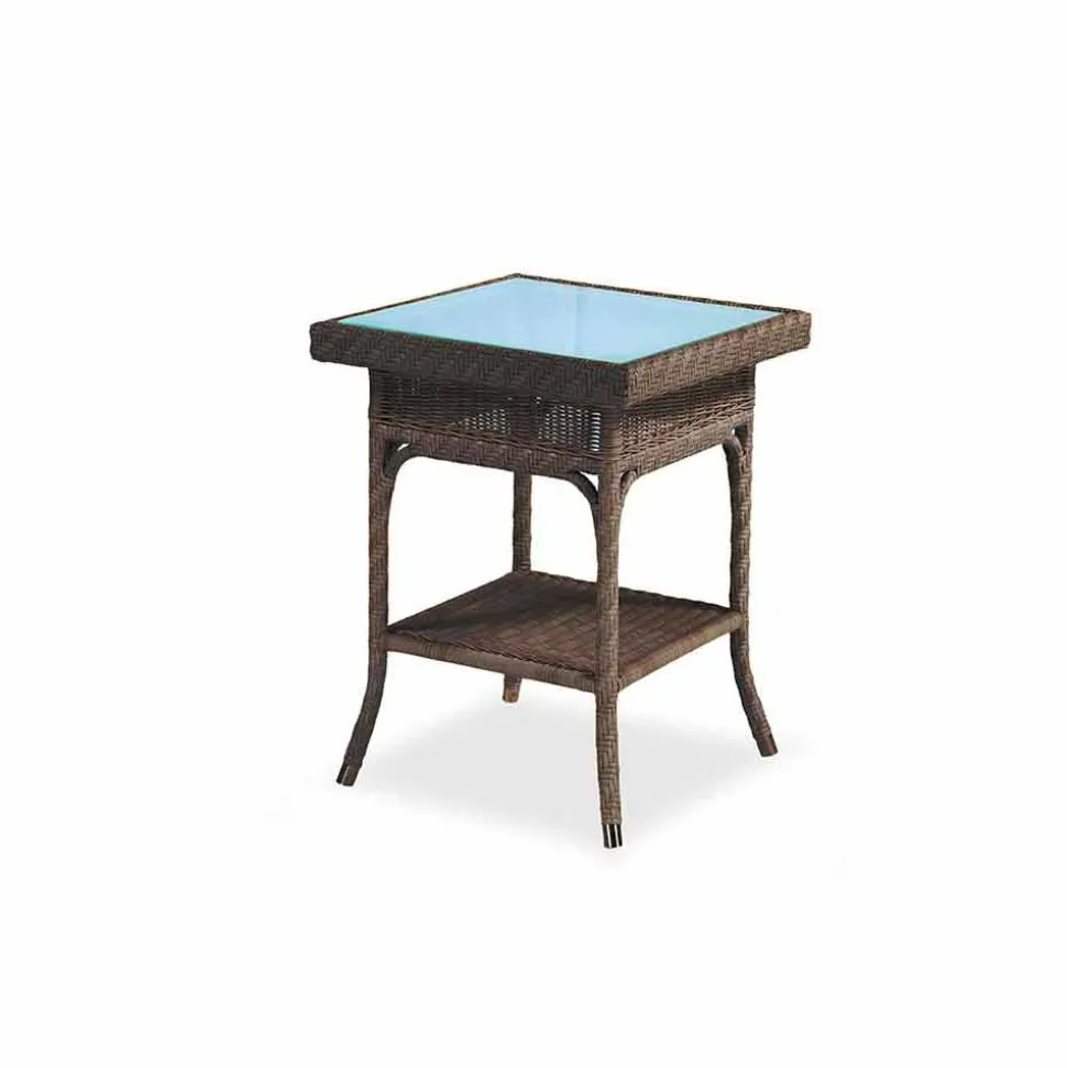 Tavolino da giardino 56x56 cm in polietilene intrecciato a mano Chad