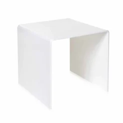 Tavolino da salotto bianco moderno 40x40cm Terry Small, made in Italy