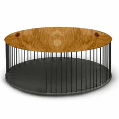 Tavolino da Salotto con Piano Tondo in Legno Realizzato in Italia - Montebianco