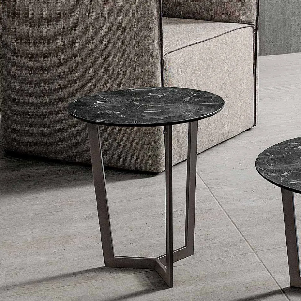 Tavolino da Salotto con Piano Rotondo in Hpl Stratificato Made in Italy - Mina