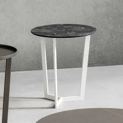 Tavolino da Salotto con Piano Rotondo in Hpl Stratificato Made in Italy - Mina