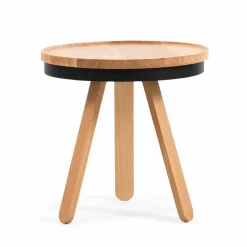 Tavolino da Salotto Design con Piano Rotondo e Gambe in Legno Massello - Salerno