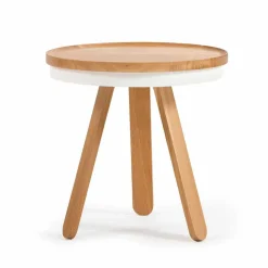 Tavolino da Salotto Design con Piano Rotondo e Gambe in Legno Massello - Salerno