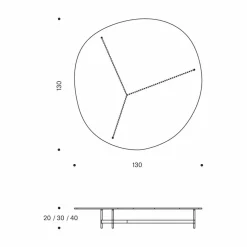 Tavolino da Salotto di Design in Vetro con Base in Metalo Made in Italy  - Cinci