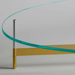Tavolino da Salotto di Design in Vetro con Base in Metalo Made in Italy - Cinci