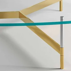 Tavolino da Salotto di Design in Vetro con Base in Metalo Made in Italy - Cinci