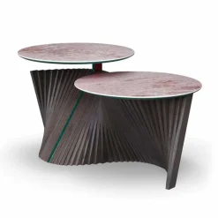 Tavolino da Salotto di Lusso a 2 Piani Rotondi in Gres Made in Italy - Stoccolma