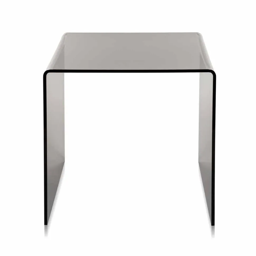 Tavolino da salotto fumé moderno 40x40cm Terry Small, made in Italy