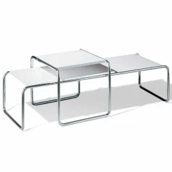 Tavolino da Salotto in Acciaio Cromato con Piano Laminato Made in Italy - Ariete
