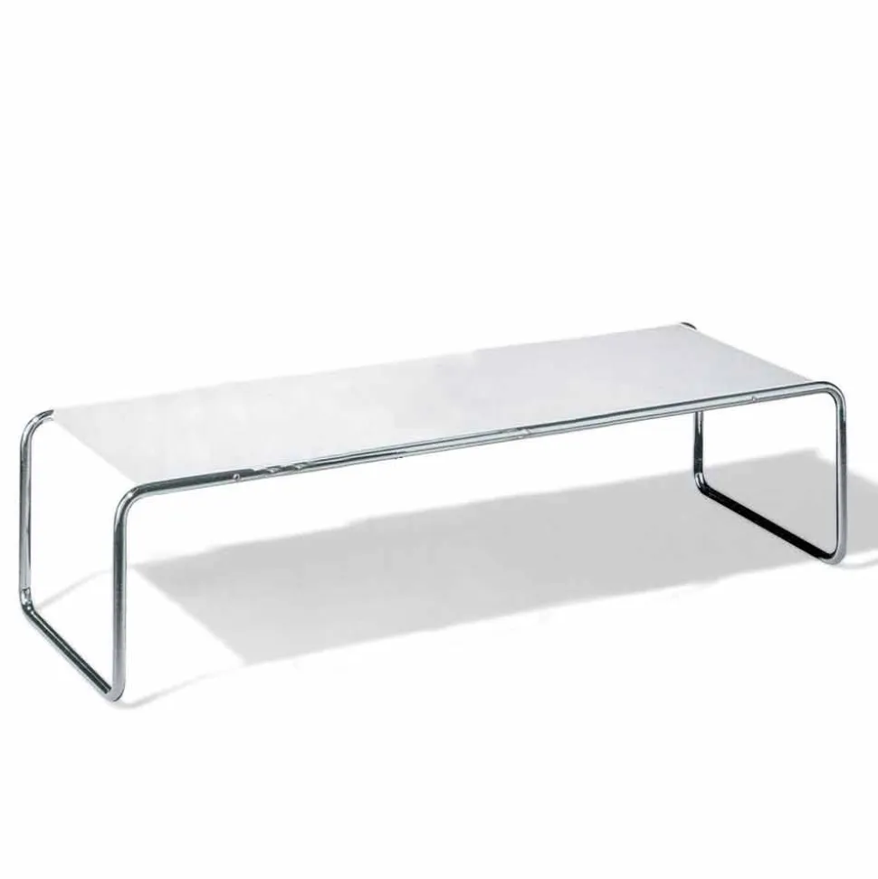 Tavolino da Salotto in Acciaio Cromato con Piano Laminato Made in Italy - Ariete
