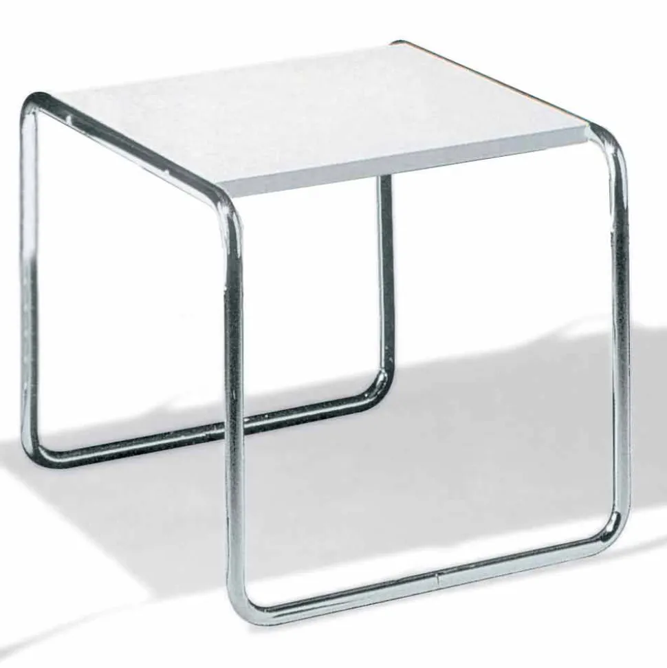 Tavolino da Salotto in Acciaio Cromato con Piano Laminato Made in Italy - Ariete