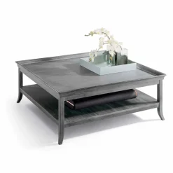 Tavolino da salotto in legno laccato argento, L130xP130 cm, Berit