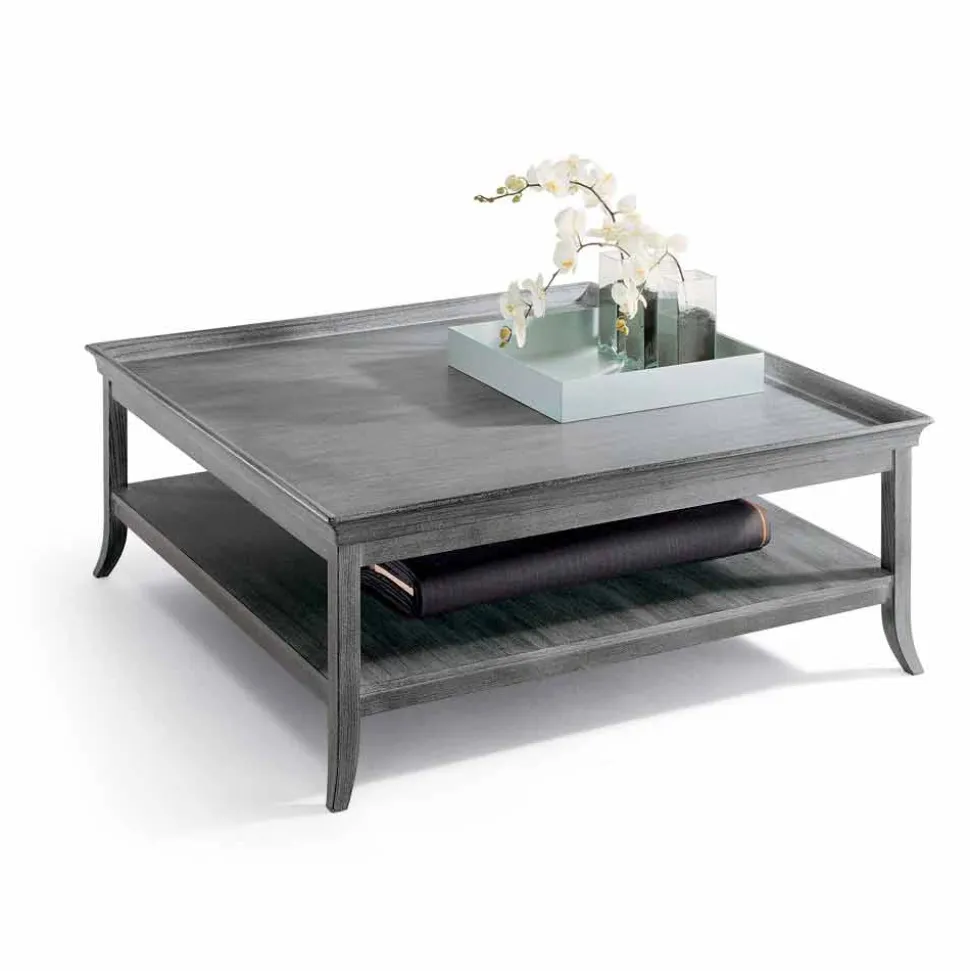 Tavolino da salotto in legno laccato argento, L130xP130 cm, Berit