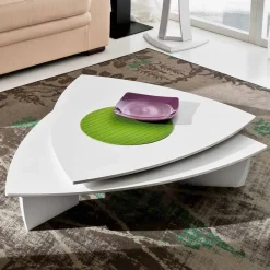 Tavolino da Salotto in Mdf Laccato con Piano Girevole Made in Italy - Lisa