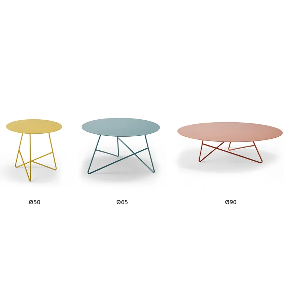 Tavolino da Salotto in Metallo Colorato e 3 Dimensioni, Made in Italy - Magali