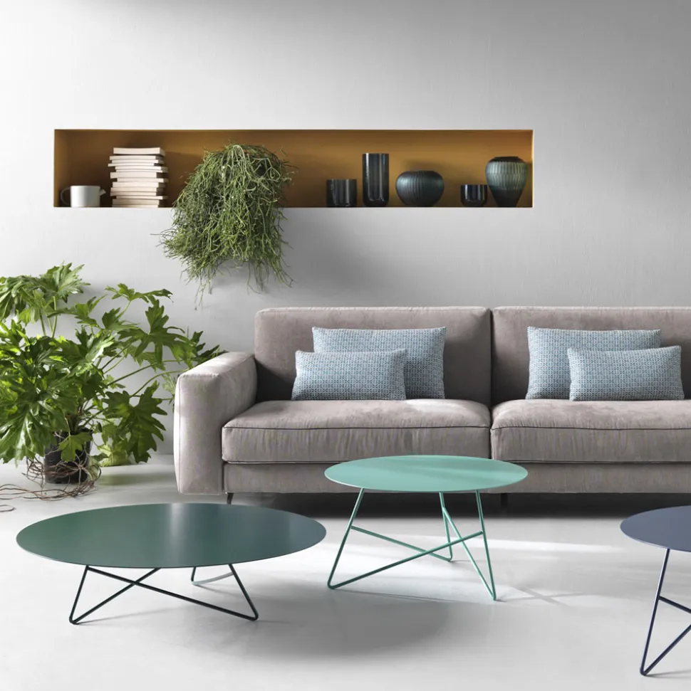 Tavolino da Salotto in Metallo Colorato e 3 Dimensioni, Made in Italy - Magali