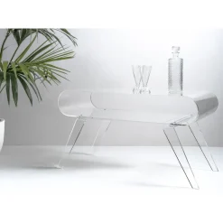 Tavolino da Salotto in Plexiglass Trasparente o con Legno di Design - Gesso