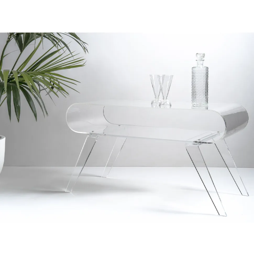 Tavolino da Salotto in Plexiglass Trasparente o con Legno di Design - Gesso