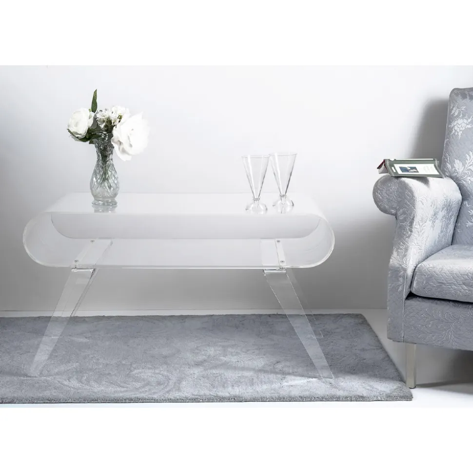 Tavolino da Salotto in Plexiglass Trasparente o con Legno di Design - Gesso