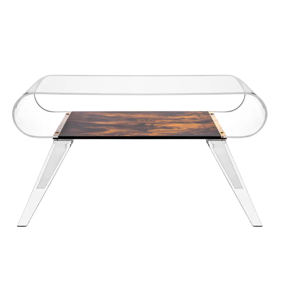 Tavolino da Salotto in Plexiglass Trasparente o con Legno di Design - Gesso