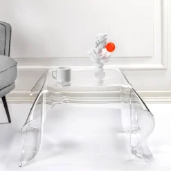 Tavolino da Salotto in Plexiglass Drappeggiato a Mano Made in Italy - Pippo