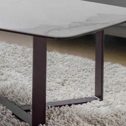 Tavolino da Salotto in Vetro Ceramica con Base in Metallo Verniciato - Camilo