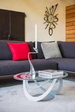 Tavolino da Salotto in Vetro e Ferro Bianco o Ardesia Made in Italy – Olfeo