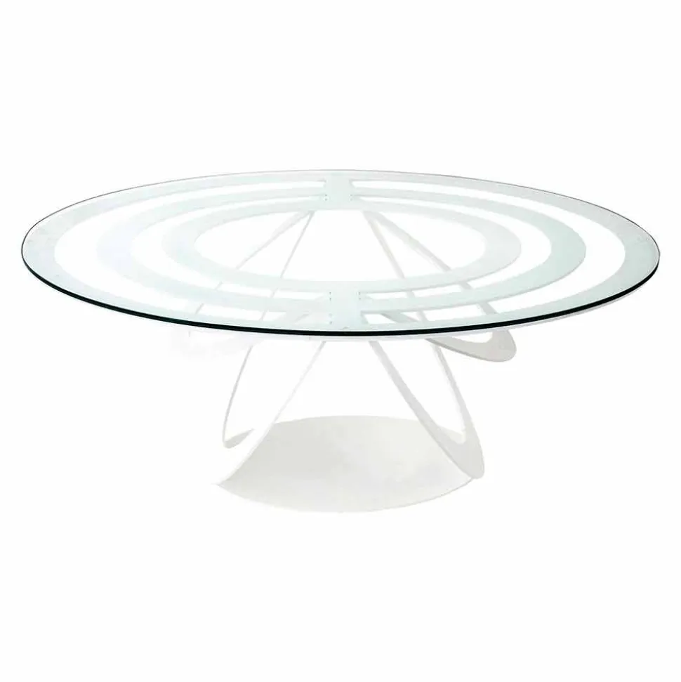 Tavolino da Salotto in Vetro e Ferro Bianco o Ardesia Made in Italy – Olfeo