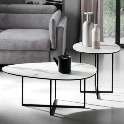 Tavolino da Salotto in Vetro Laminato e Metallo Made in Italy - Sedona