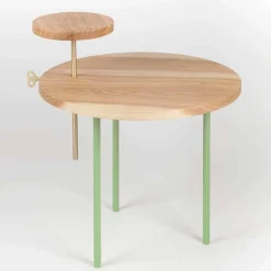 Tavolino da Salotto Moderno con Piano Rotondo in Frassino Made in Italy - Velino