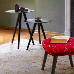 Tavolino da Salotto Moderno con Piano Rotondo in Gres Made in Italy - Stoccarda