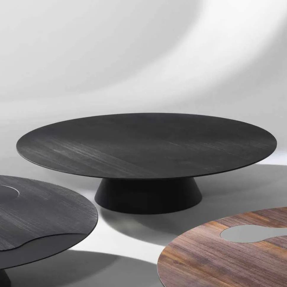 Tavolino da salotto moderno in legno di larice laccato nero Giglio