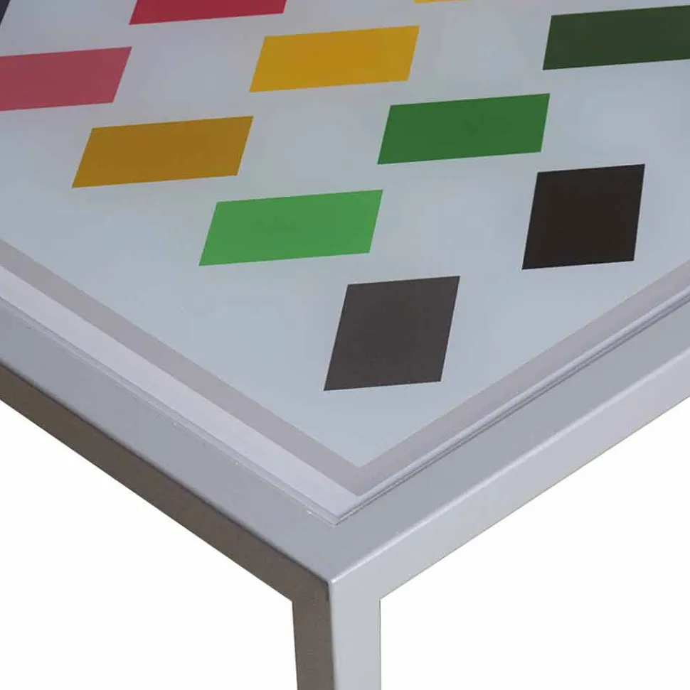Tavolino da salotto moderno 50x50cm in metallo Nina, made in Italy