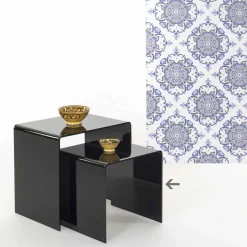 Tavolino da salotto nero moderno 40x40cm Terry Small, made in Italy