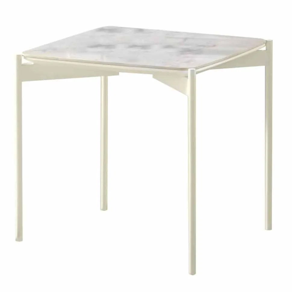Tavolino da Salotto Quadrato in Ceramica e Metallo di Design Moderno – Istrice