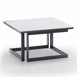 Tavolino da Salotto Quadrato in Gres con Base in Metallo Made in Italy - Albert
