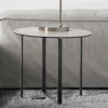 Tavolino da Salotto Rotondo con Piano in Vetro Ceramica Bianco Marmo - Anselmo