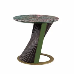 Tavolino da Salotto Rotondo di Lusso in Gres e Frassino Made in Italy - Bering