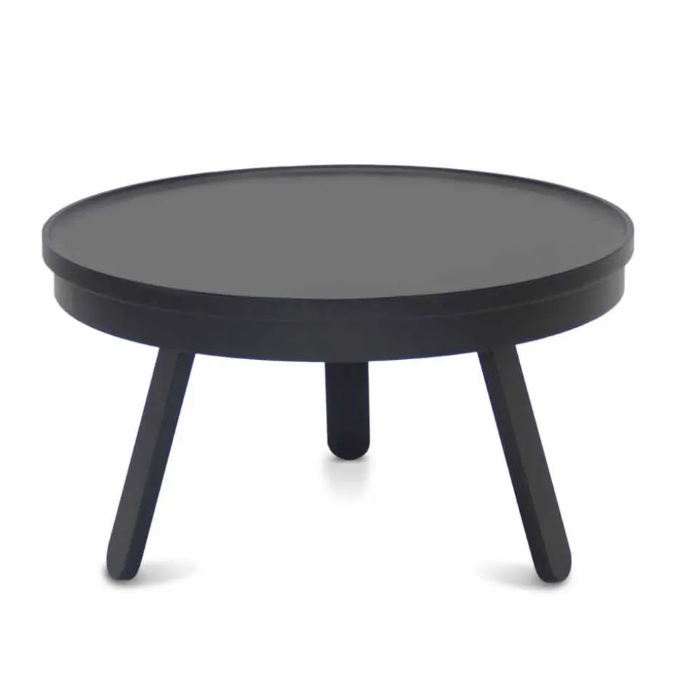 Tavolino da Salotto Rotondo di Design in Legno Massello e Metallo - Salerno