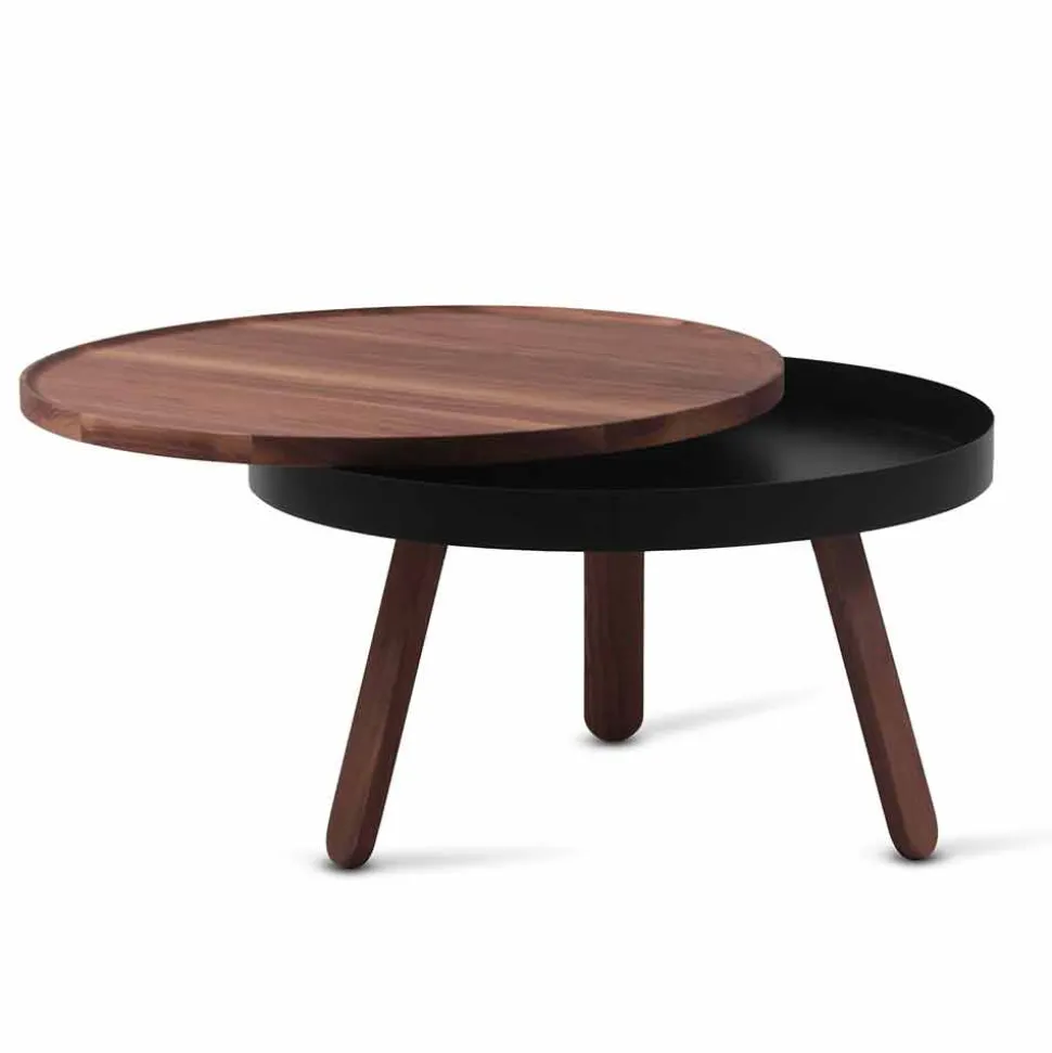 Tavolino da Salotto Rotondo di Design in Legno Massello e Metallo - Salerno