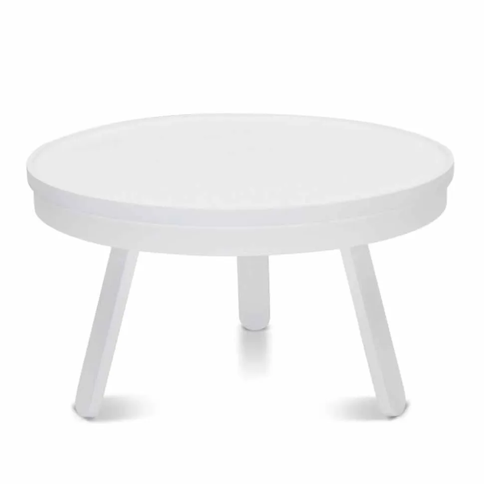 Tavolino da Salotto Rotondo di Design in Legno Massello e Metallo - Salerno