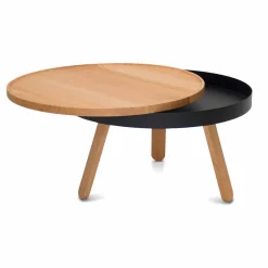 Tavolino da Salotto Rotondo di Design in Legno Massello e Metallo - Salerno