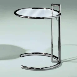 Tavolino da Salotto Rotondo in Vetro Temperato e Acciaio Made in Italy - Lennon