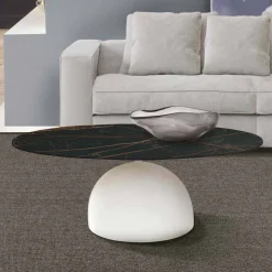 Tavolino da Salotto Rotondo in Ceramica e Metallo Realizzato in Italia - Livigno