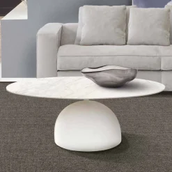 Tavolino da Salotto Rotondo in Ceramica e Metallo Realizzato in Italia - Livigno