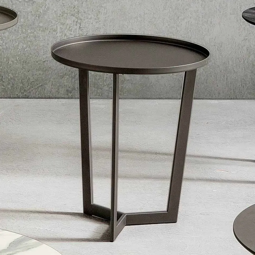 Tavolino da Salotto Rotondo in Metallo Verniciato Made in Italy, di Lusso - Mina