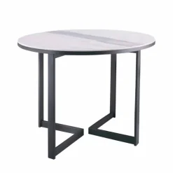 Tavolino da Salotto Rotondo in Gres e Metallo Moderno Made in Italy - Albert