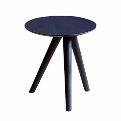 Tavolino da Salotto Tondo in Legno Laccato Grigio Nero Made in Italy - Stoccarda