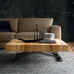 Tavolino da Salotto Trasformabile in Legno Massiccio Made in Italy - Trabucco